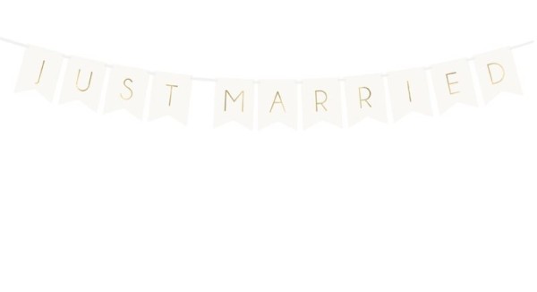 Banner JUST MARRIED weiss