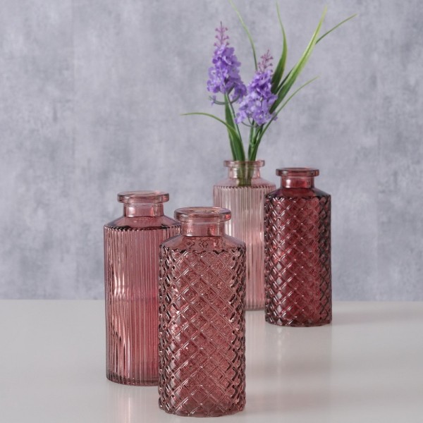4-tlg. Set Vase rosa H14cm Ø 6cm