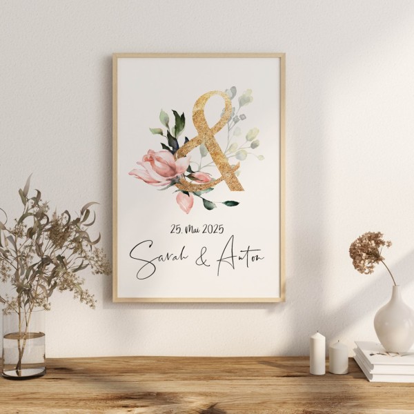 Poster Hochzeit &-Zeichen Floral personalisiert