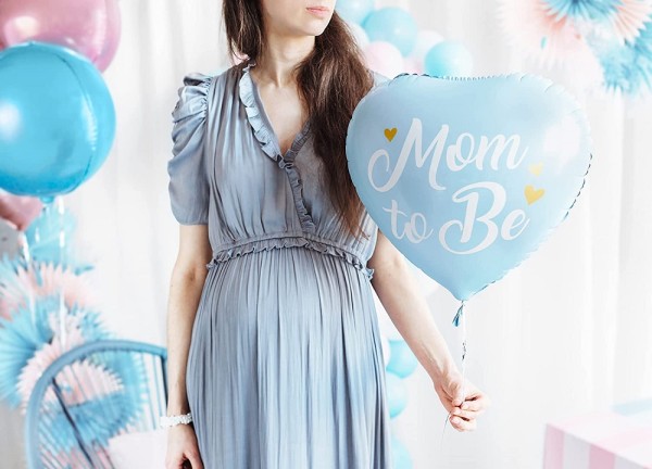 Folienballon 'Mom to be' blau 35cm