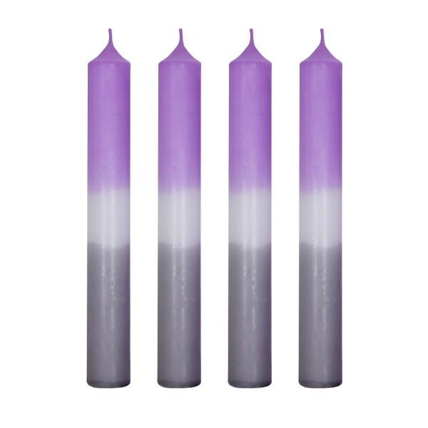 Dip Dye Kerze violett grau 4 Stück
