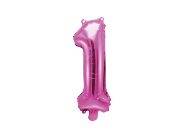 Zahl 1 Folienballon pink 35 cm